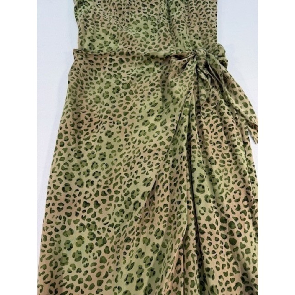 Vintage Spenser Jeremy Silk Leopard Halter Maxi Dress Womens 6 Green - Picture 6 of 16